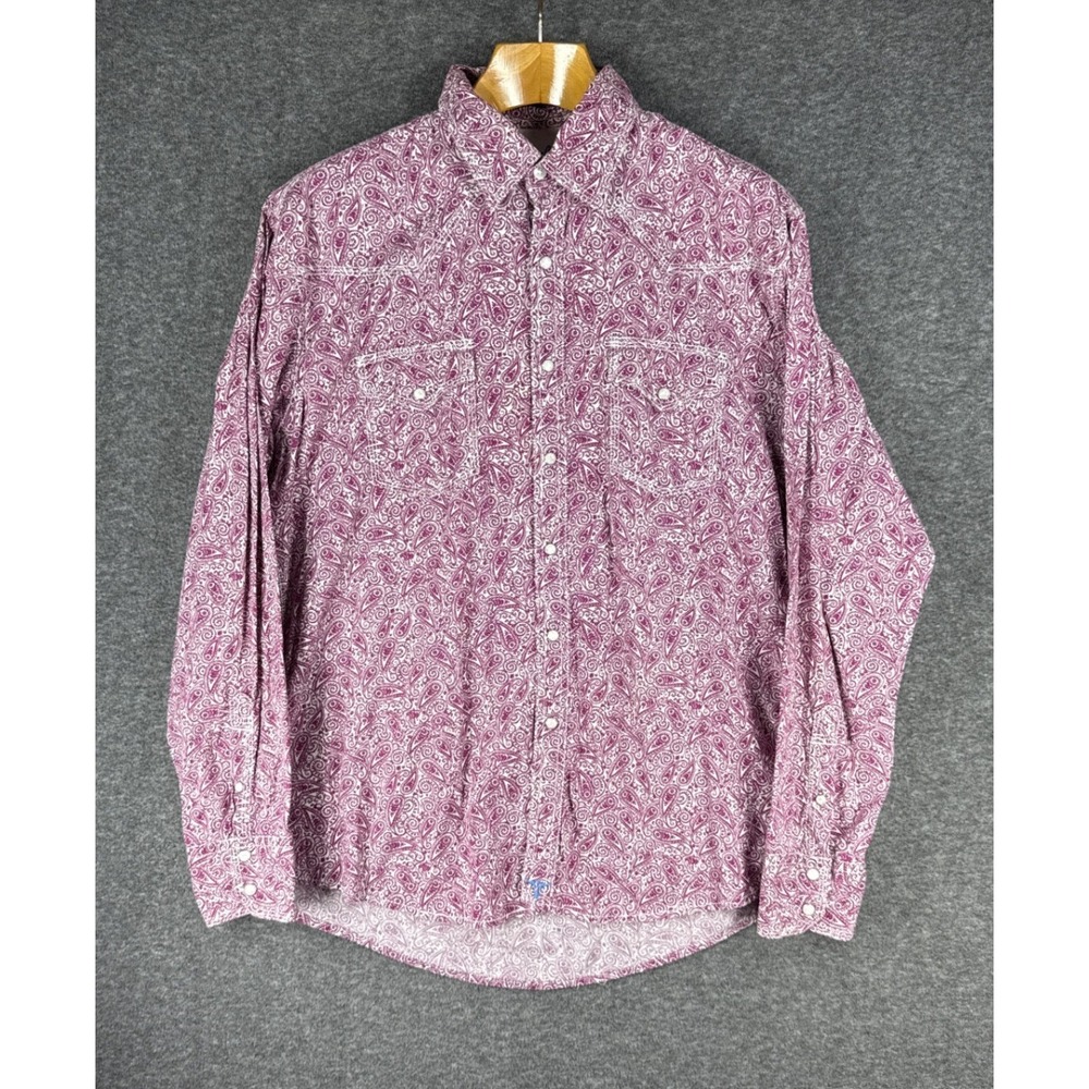 Wrangler 20X Competition Shirt Mens L Purple Paisley Snap Western Cowboy Country